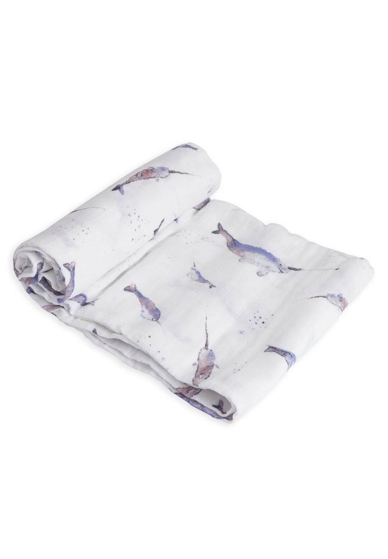 Little Unicorn Muslin blanket narwhal, Size: One Size, White