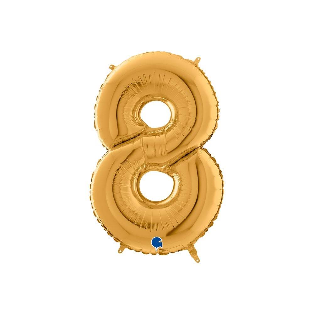 Grabo Number 8 Foil Balloon - Gold, 26"
