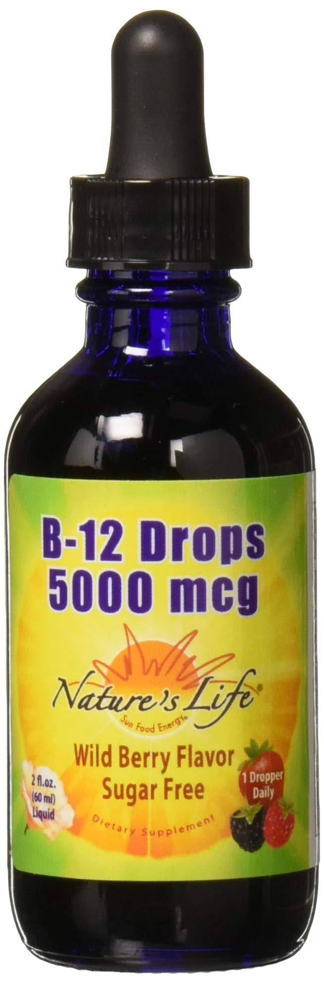 Nature's Life Sugar B-12 Drops - 5000 mcg, Wild Berry, 2oz