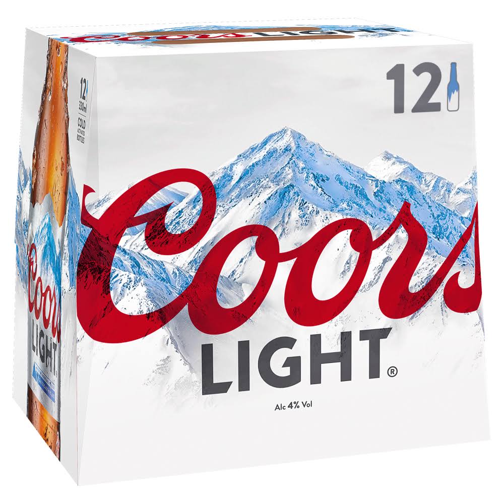 Coors Light Beer - 12 Bots, 330ml