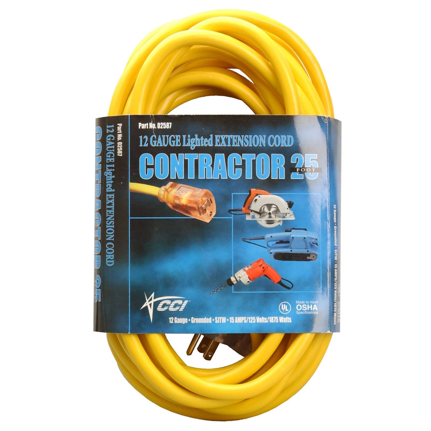 Coleman Cable Vinyl Outdoor Extension Cord - 12/3" x 25', 125V, 15 Amp