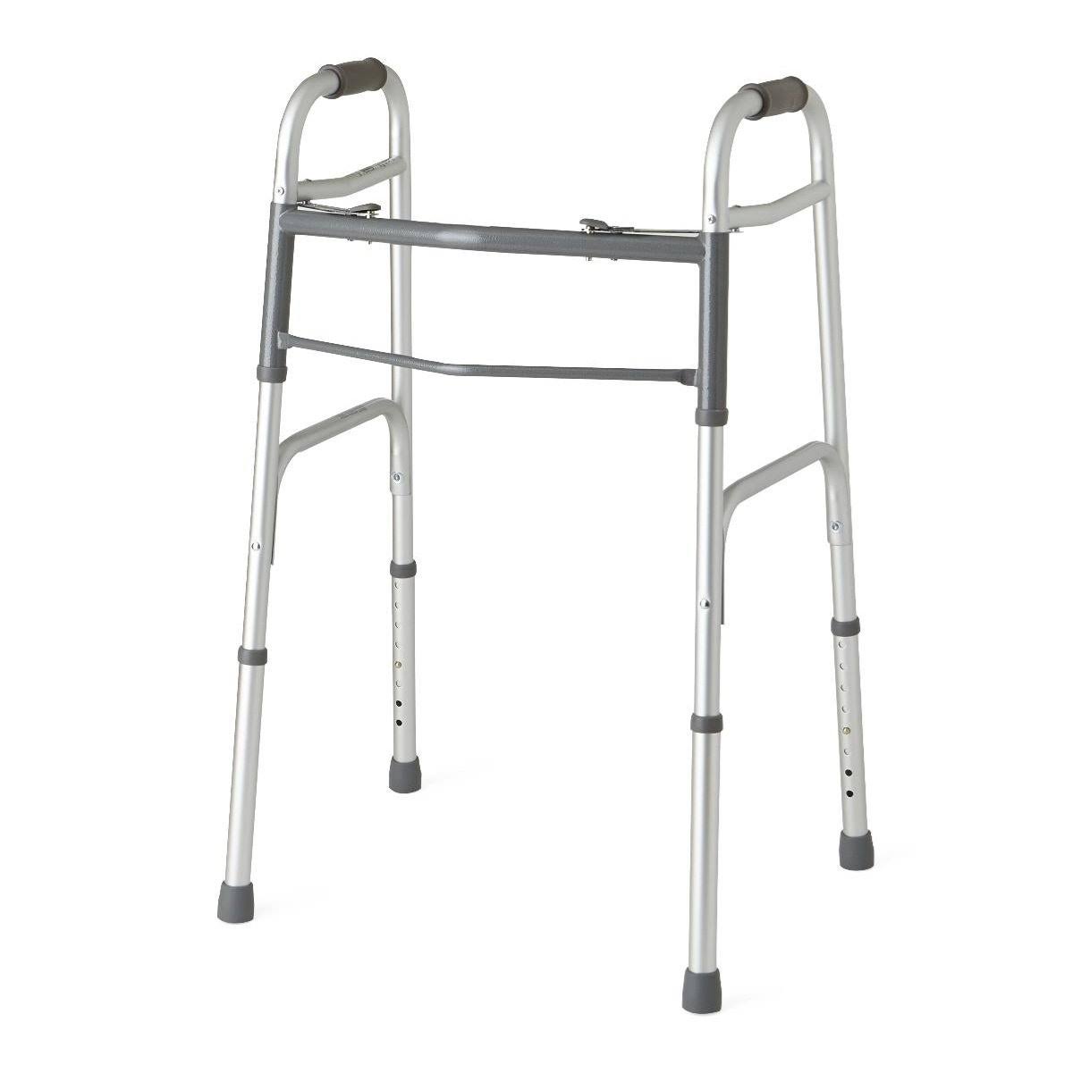 Medline MDS864104H Two Button Folding Walker - without Wheels