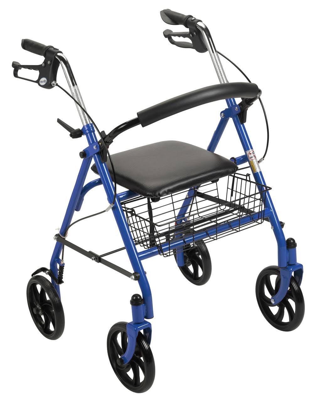 Drive Medical 4 Wheel Rollator - with Fold Up Removable Back Support, Blue