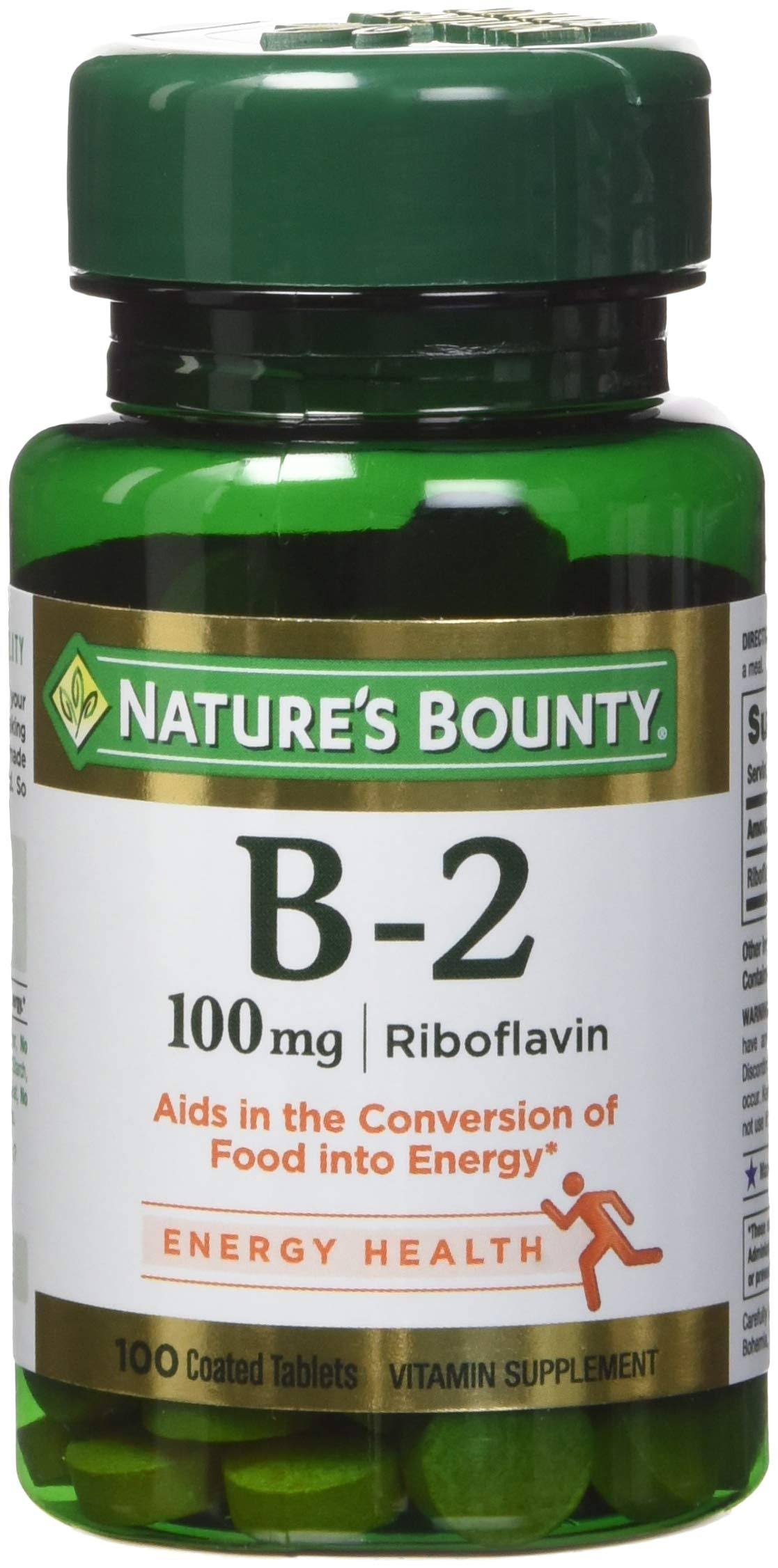 Nature's Bounty Vitamin B2 Riboflavin Supplement - 100 Tablets