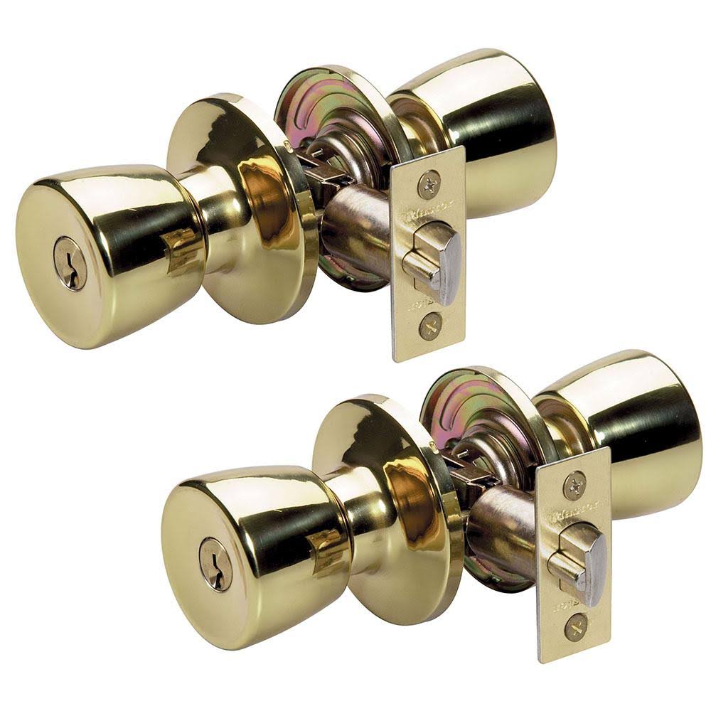 Master Lock Tulip Keyed Entry Door Knob - Polished Brass