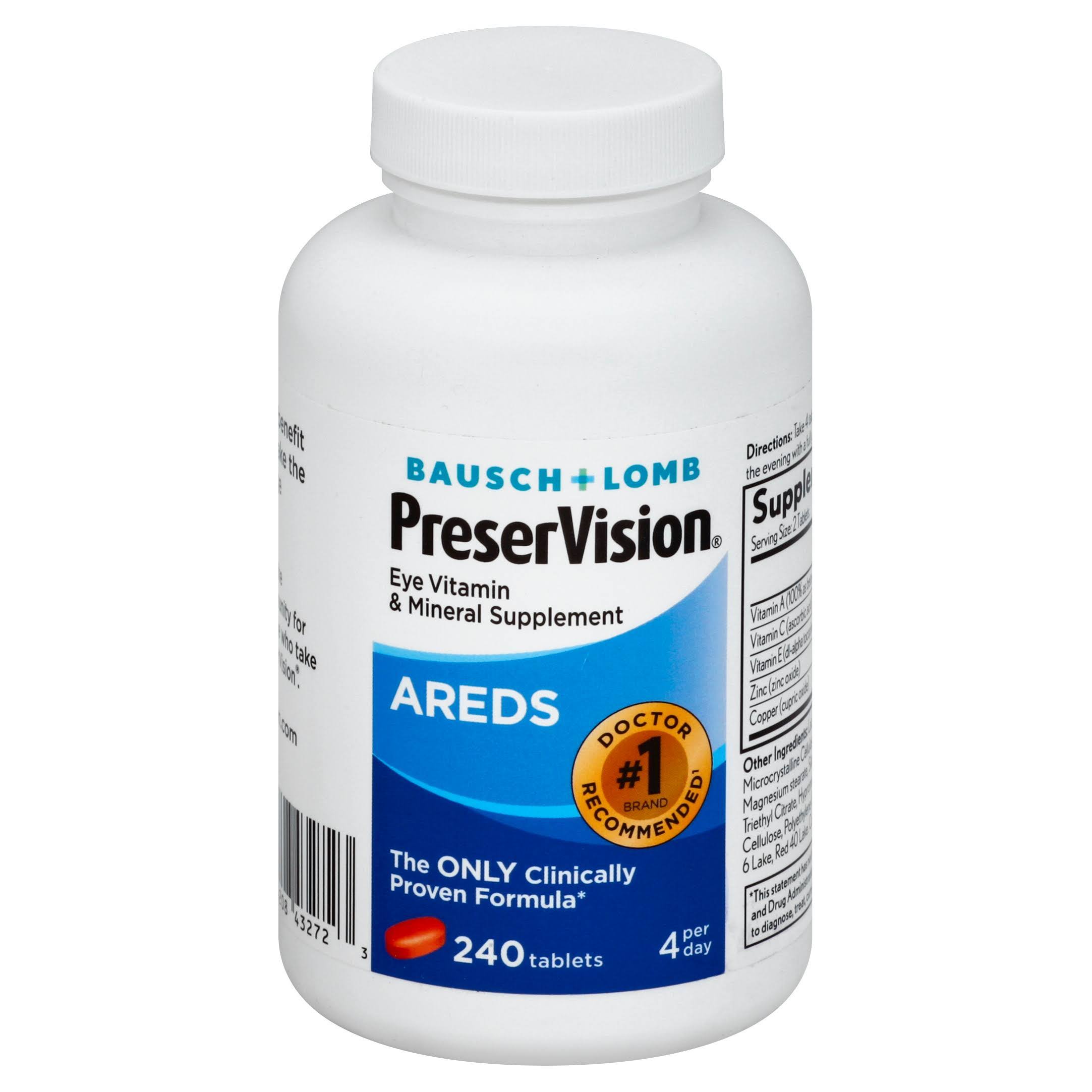 Bausch and Lomb Ocuvite PreserVision Eye Vitamin AREDS Formula - 240 Tablets