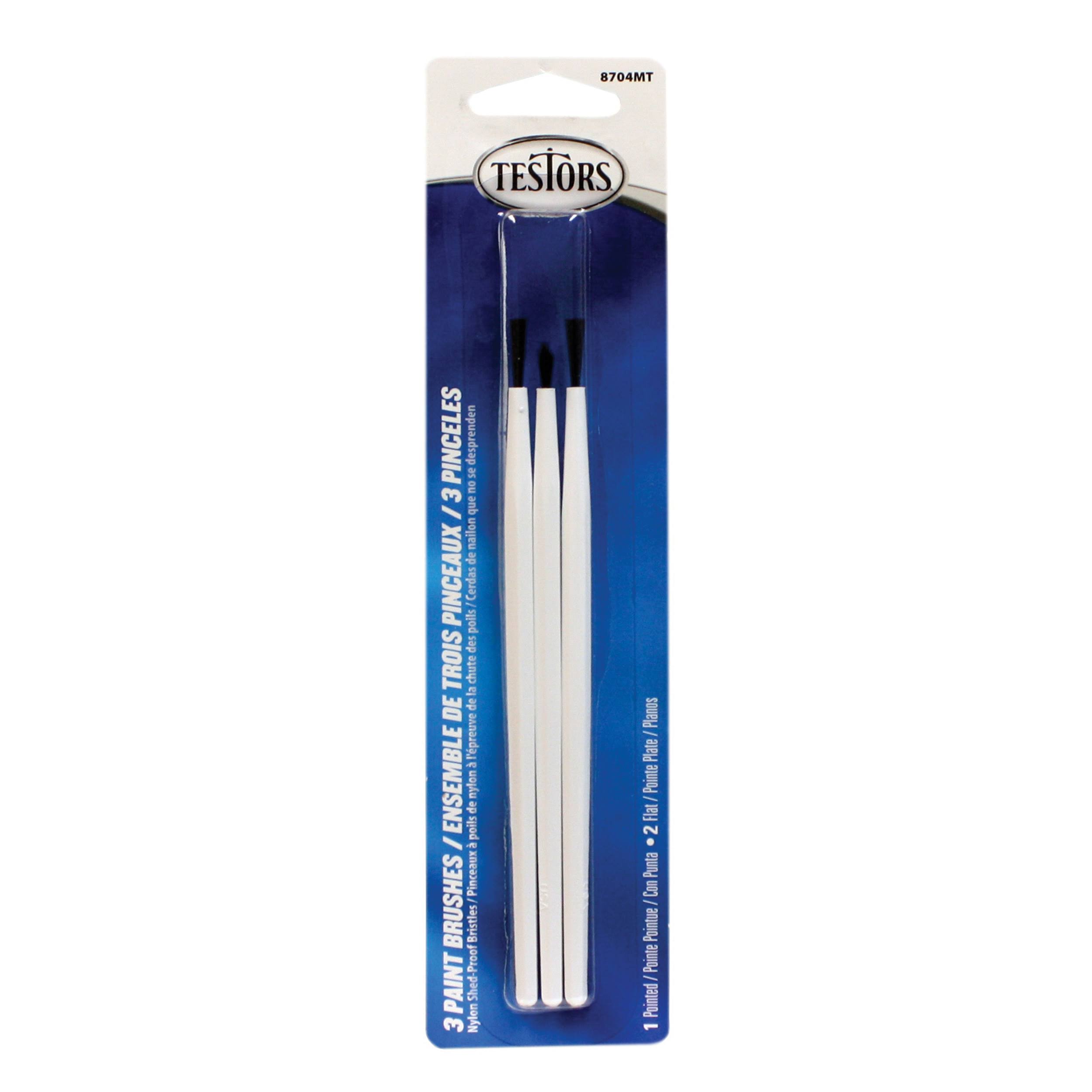 Testors Paint Brushes - 2 Flat & 1 Pointed