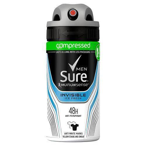 Sure Men Compressed Anti-Perspirant Deodorant Spray - Invisible Ice Fresh, 75ml