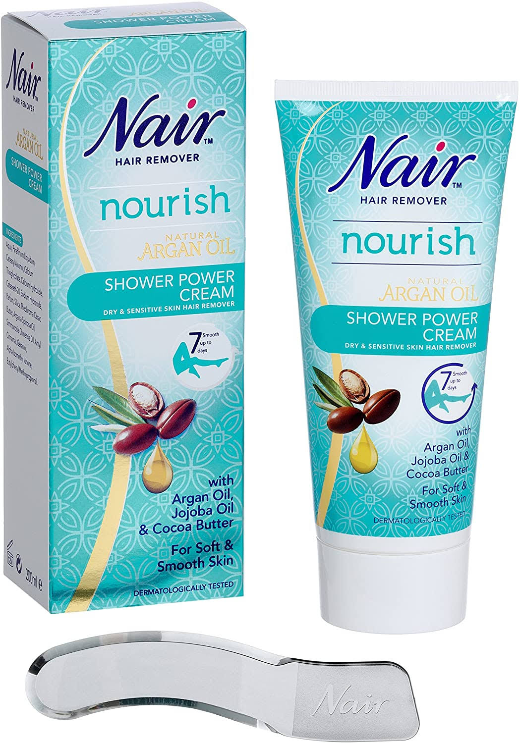 Nair Hair Remover Nourish Shower Power Cream - Argan Oil, Dry & Sensitive Skin, 200ml