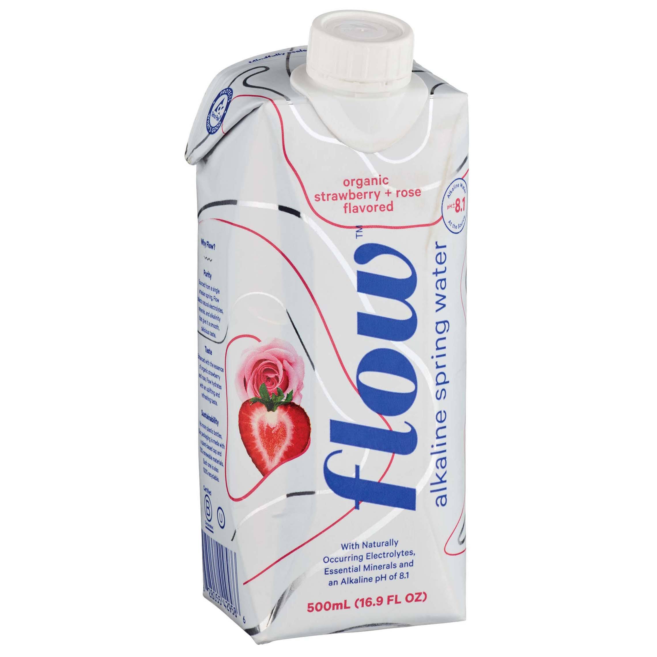 Flow Flavored Water, Organic, Strawberry + Rose - 500 ml