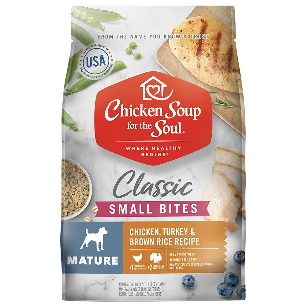 Chicken Soup for The Soul Small Bites Chicken, Turkey & Brown Rice Recipe Mature Dry Dog Food, 4.5-lb Bag