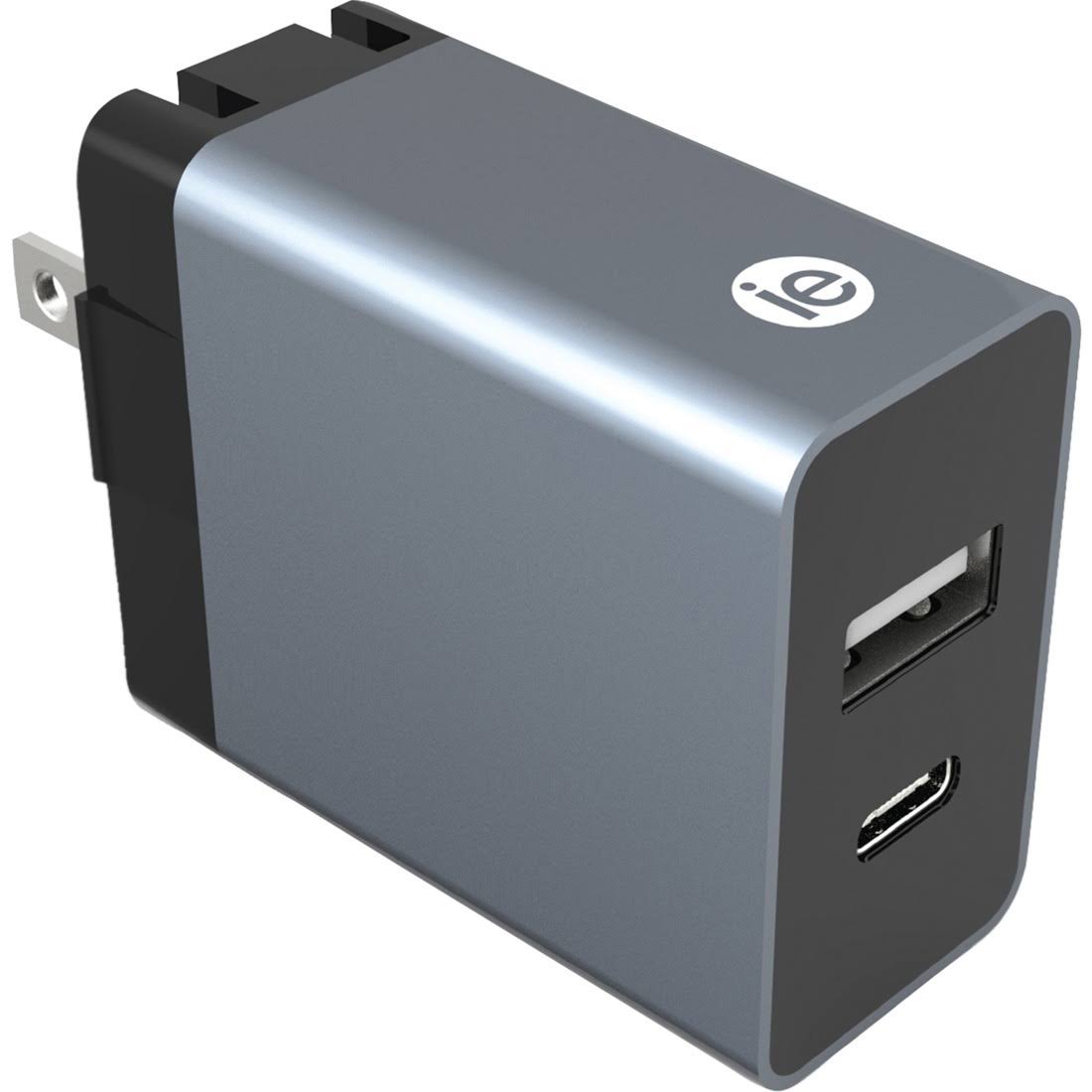 Iessentials Ien-ac31a1c-wt Dual-USB Wall Charger - Black/Grey