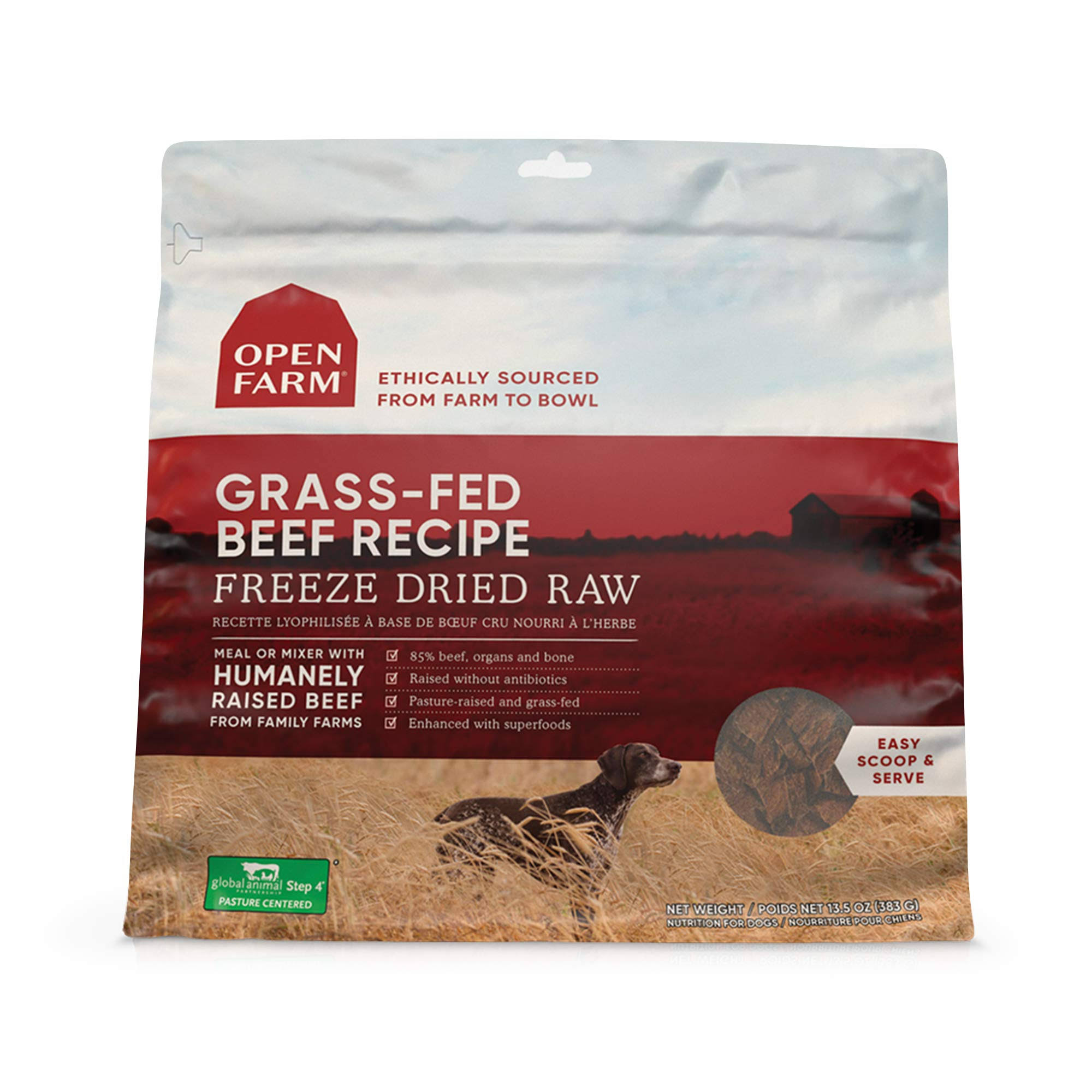 Open Farm Freeze Dried Raw Dog Food Grass-Fed Beef / 13.5 oz
