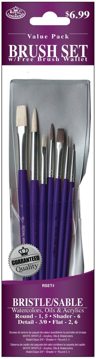 Royal Langnickel Bristle Sable Value Pack Brush Set - 7pk