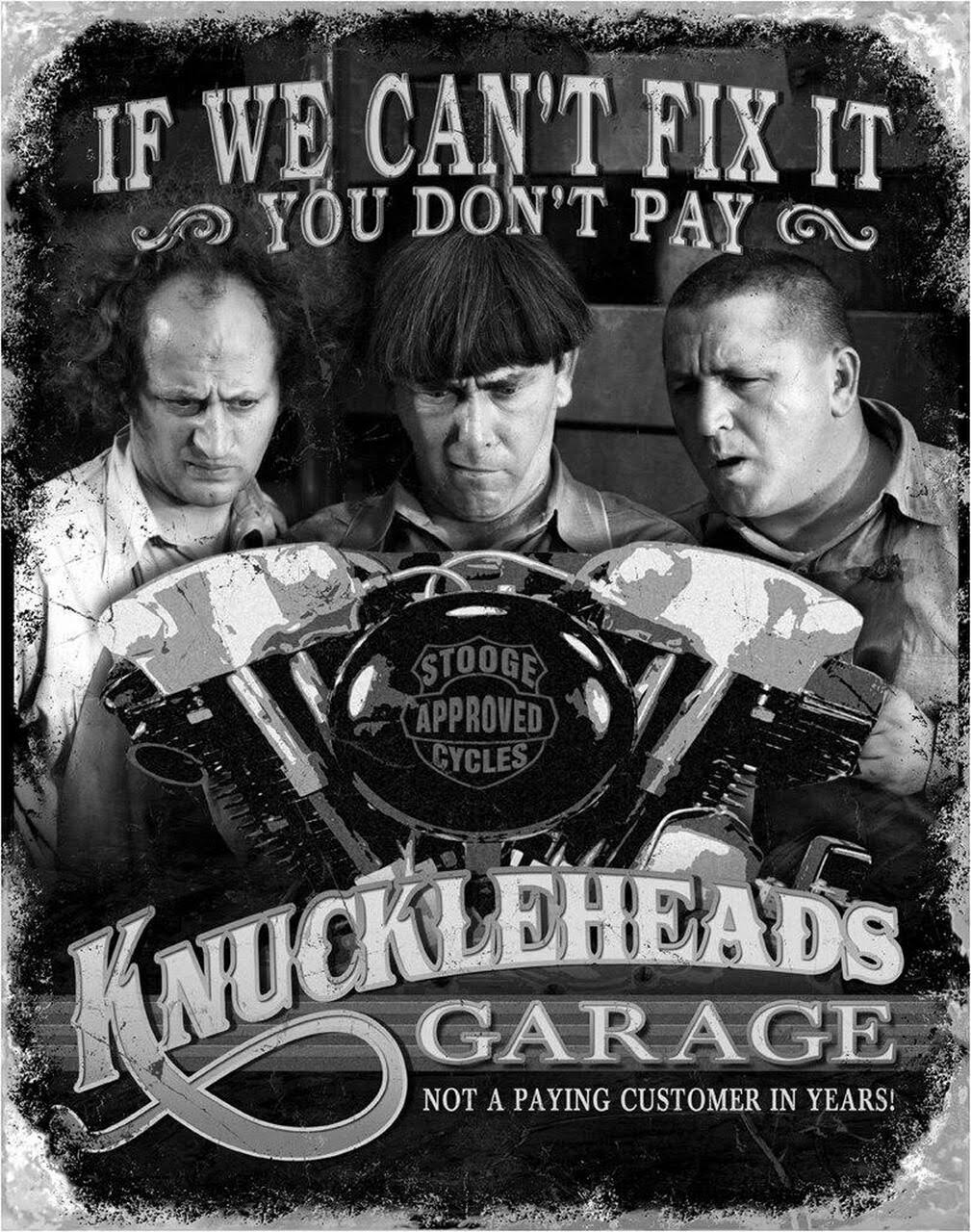 Desperate Enterprises Three Stooges Knuckleheads Garage Classic Tin Signs - 16" x 13", Multi-colored