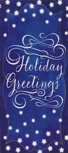 Designer Greetings White Script on Dark Blue 8 Christmas Money & Gift Card Holders, Size: 7.5 inch x 3.4 inch