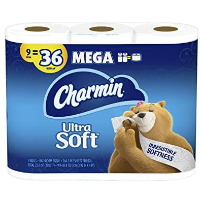 Charmin Ultra Soft Toilet Paper 9 Mega Rolls, 264 Sheets per Roll