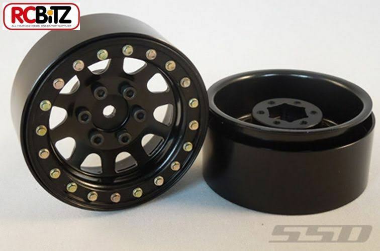 SSD Steel Beadlock D Hole Wheels - Black, 12mm, 2pk, 1:10 Scale
