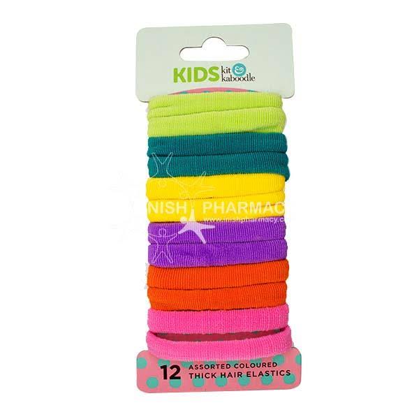 Kit & Kaboodle Assorted Colour Thick Hair Elastics 12 Pack