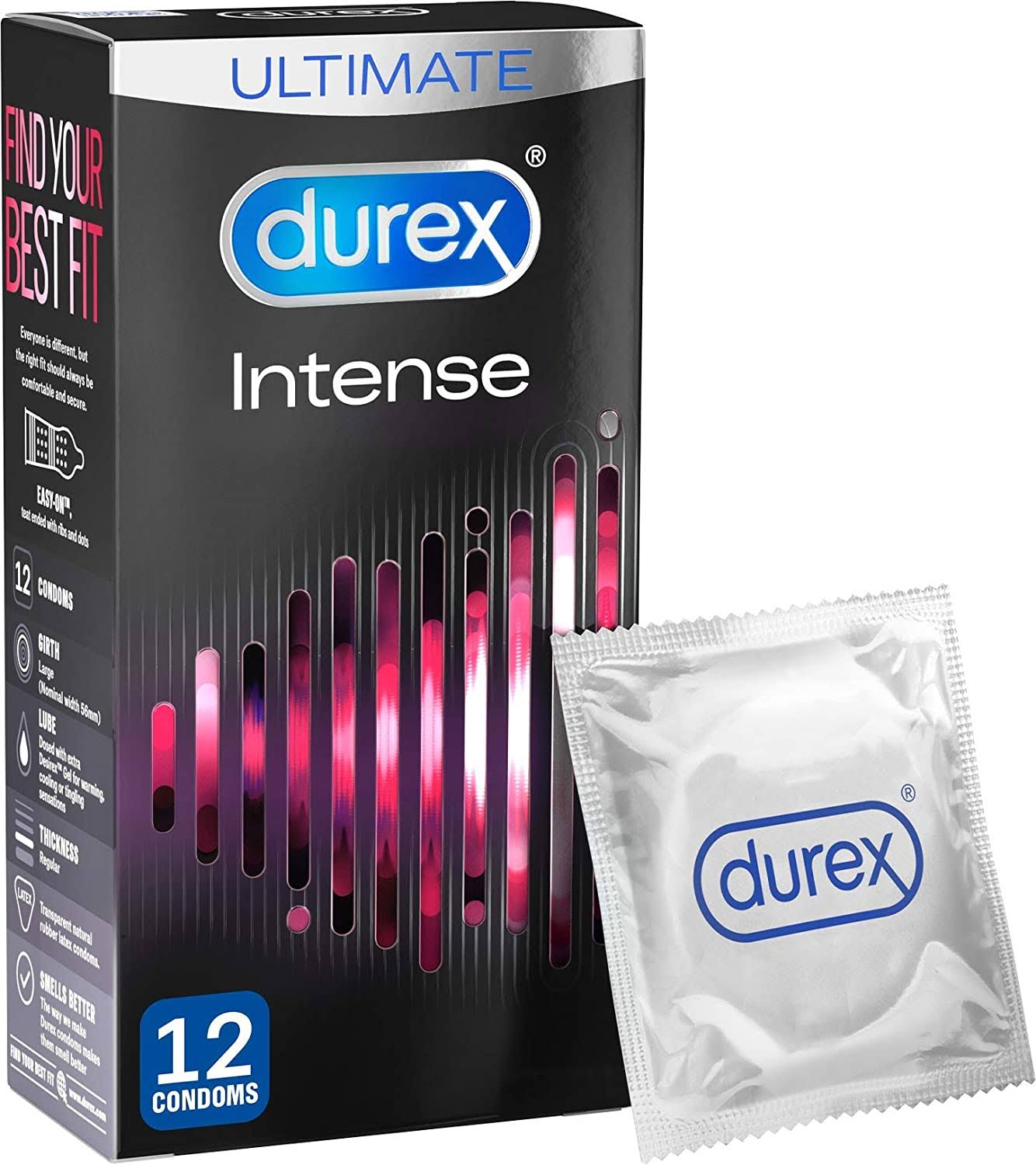 Durex Ultimate Intense Condoms - Ribbed and Dotted, 12pk