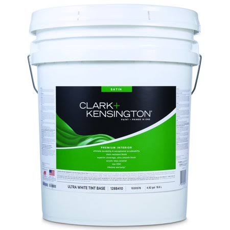 Clark+kensington Satin Tint Base Ultra White Base Acrylic Latex Premium Paint Interior 5 gal.