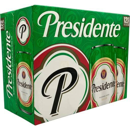 Presidente Beer, Pilsener Style, 12 Pack - 12 pack, 12 fl oz cans