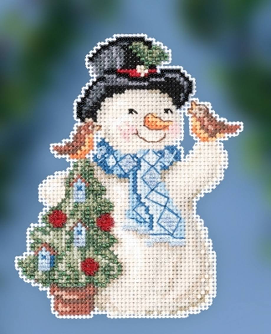 Jim Shore Feathered Friends Snowman Cross Stitch Kit