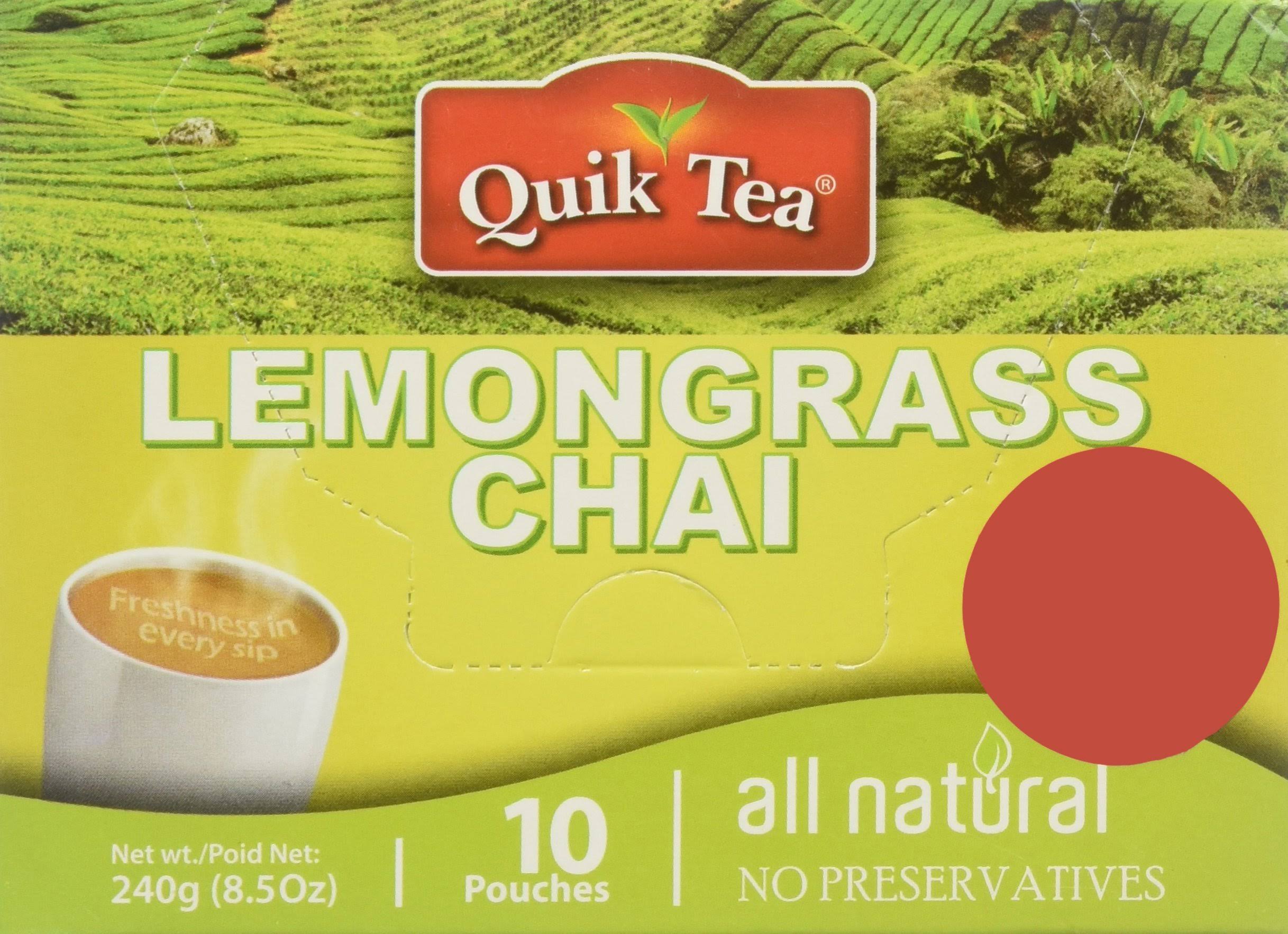 QuikTea Lemongrass Chai Tea Latte - 10 Count Single Box - All Natural