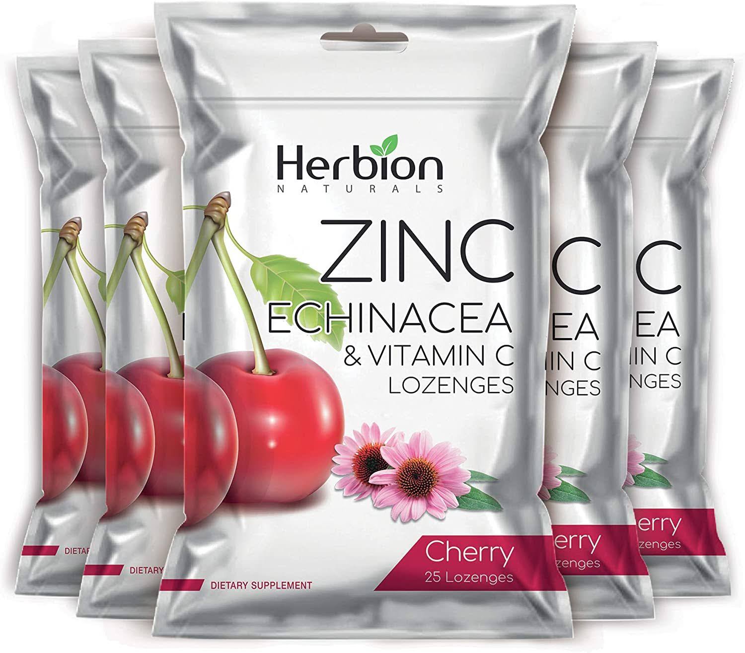 Herbion Naturals Zinc, Vitamin C Lozenges, Supports Immune -Cherry Flavor-1 Pack