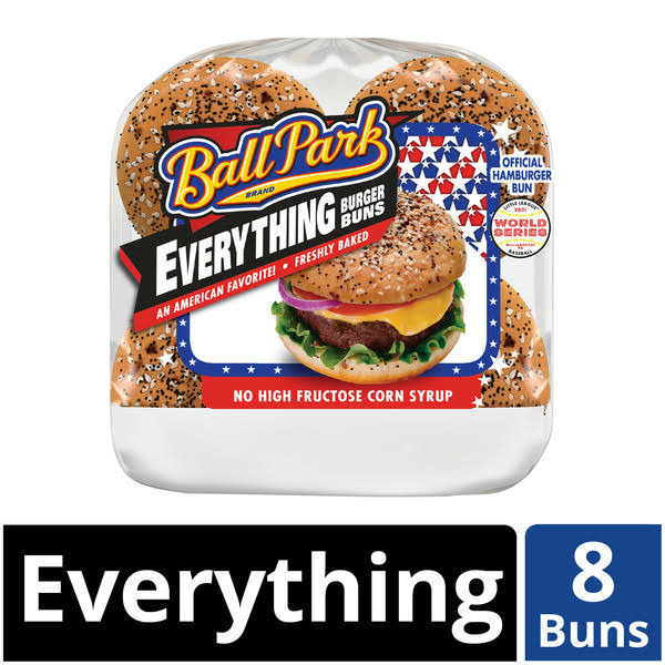 Ball Park Burger Buns, Everything - 8 buns, 1 lb