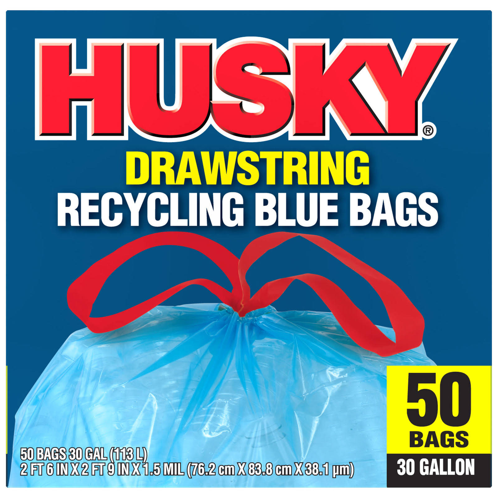 Husky Drawstring Recycling Bags - 50 Bags