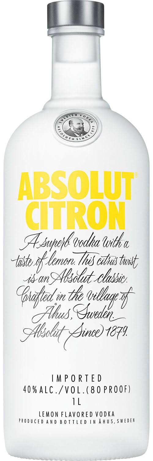 Absolut Citron Vodka - Lemon Flavored, 1.75l