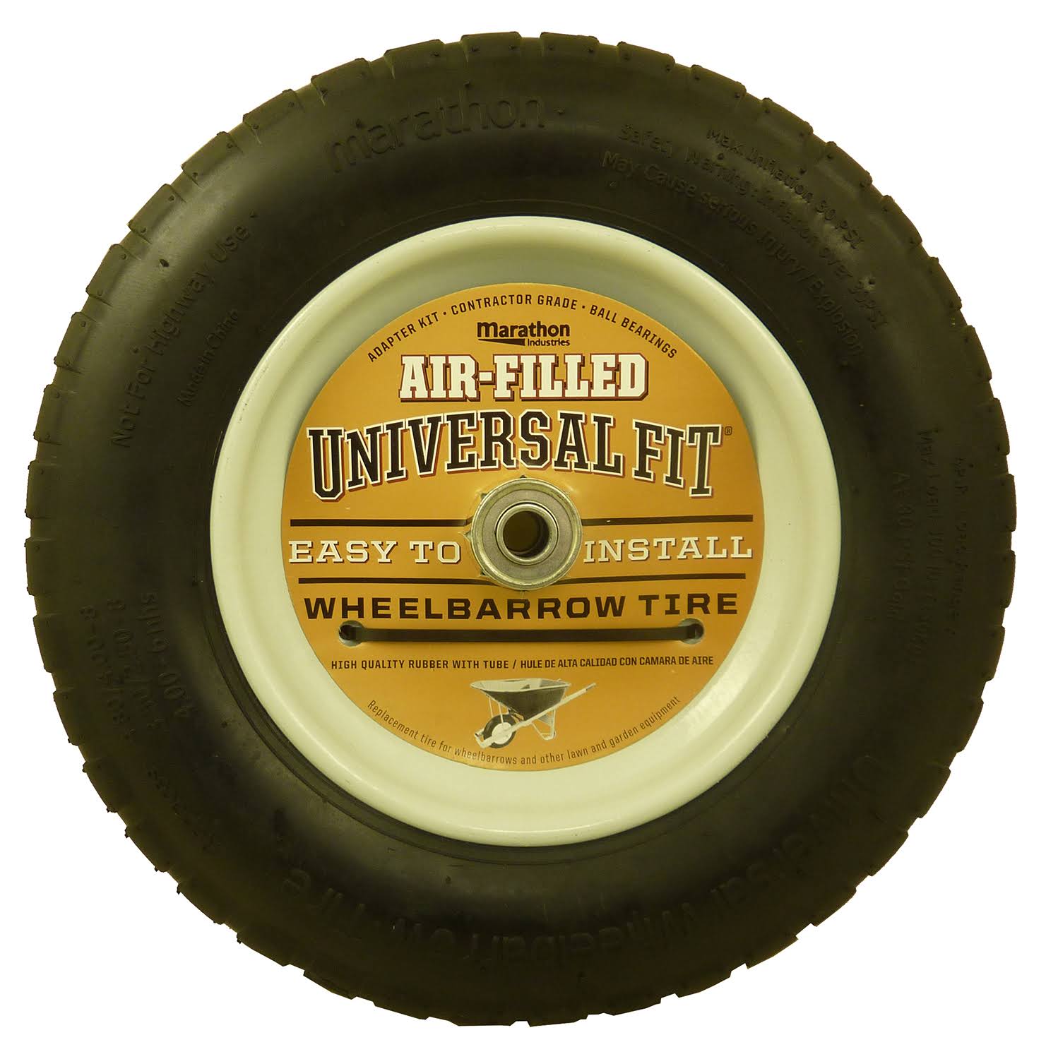 Marathon Industries Air-Filled Universal Fit Wheelbarrow Tire