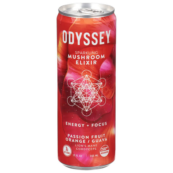 Odyssey Elixir Sparkling Energy Passion Fruit Orange Guava Size: 12 oz