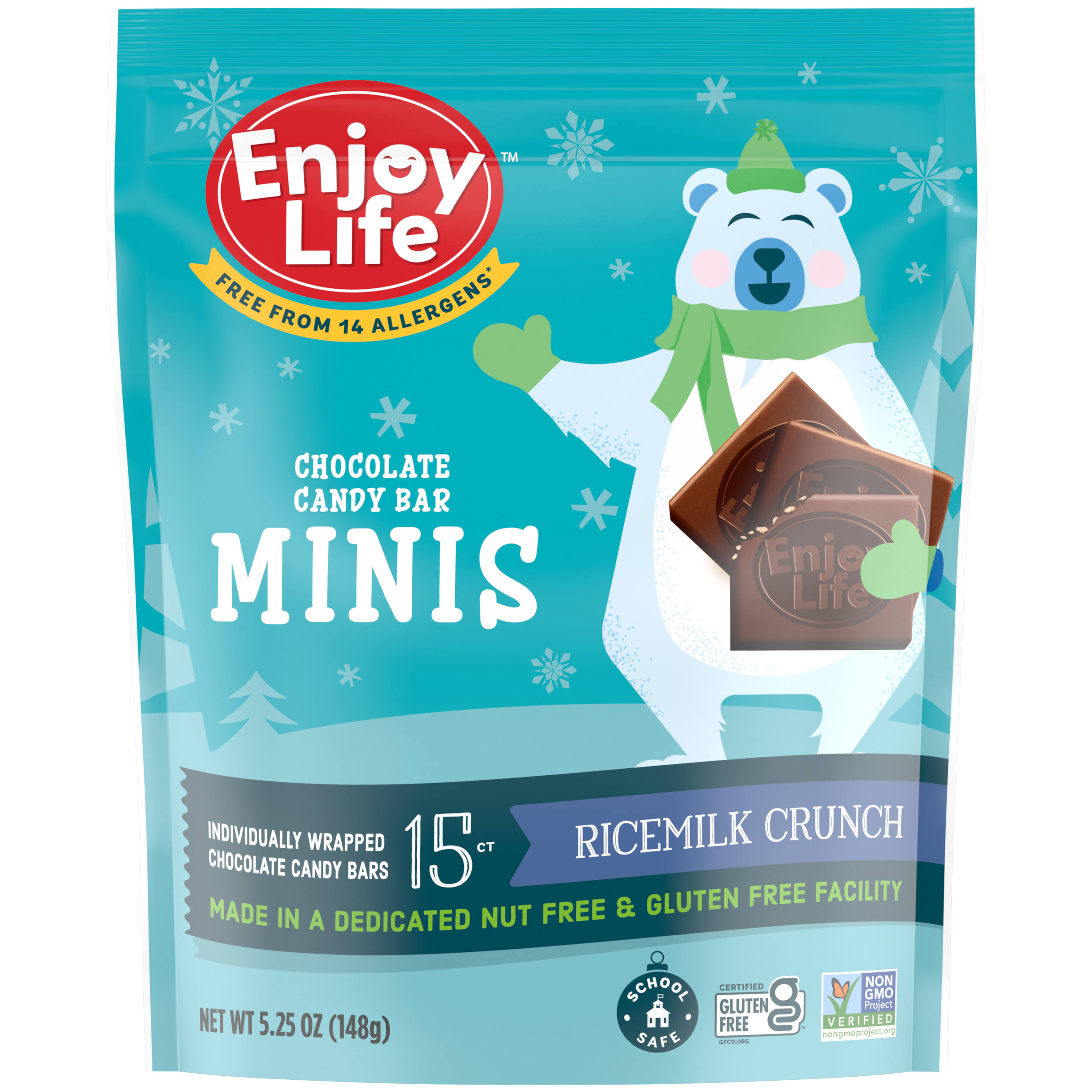 Enjoy Life Chocolate Candy Bar, Ricemilk Crunch, Minis - 15 bars, 5.25 oz