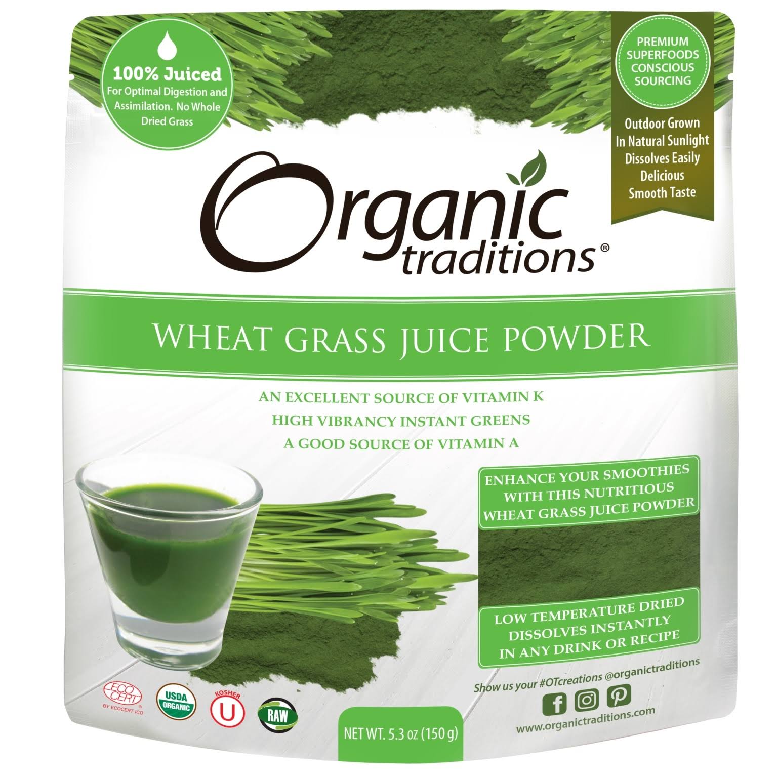 Organic Traditions Wheat Grass Juice Powder