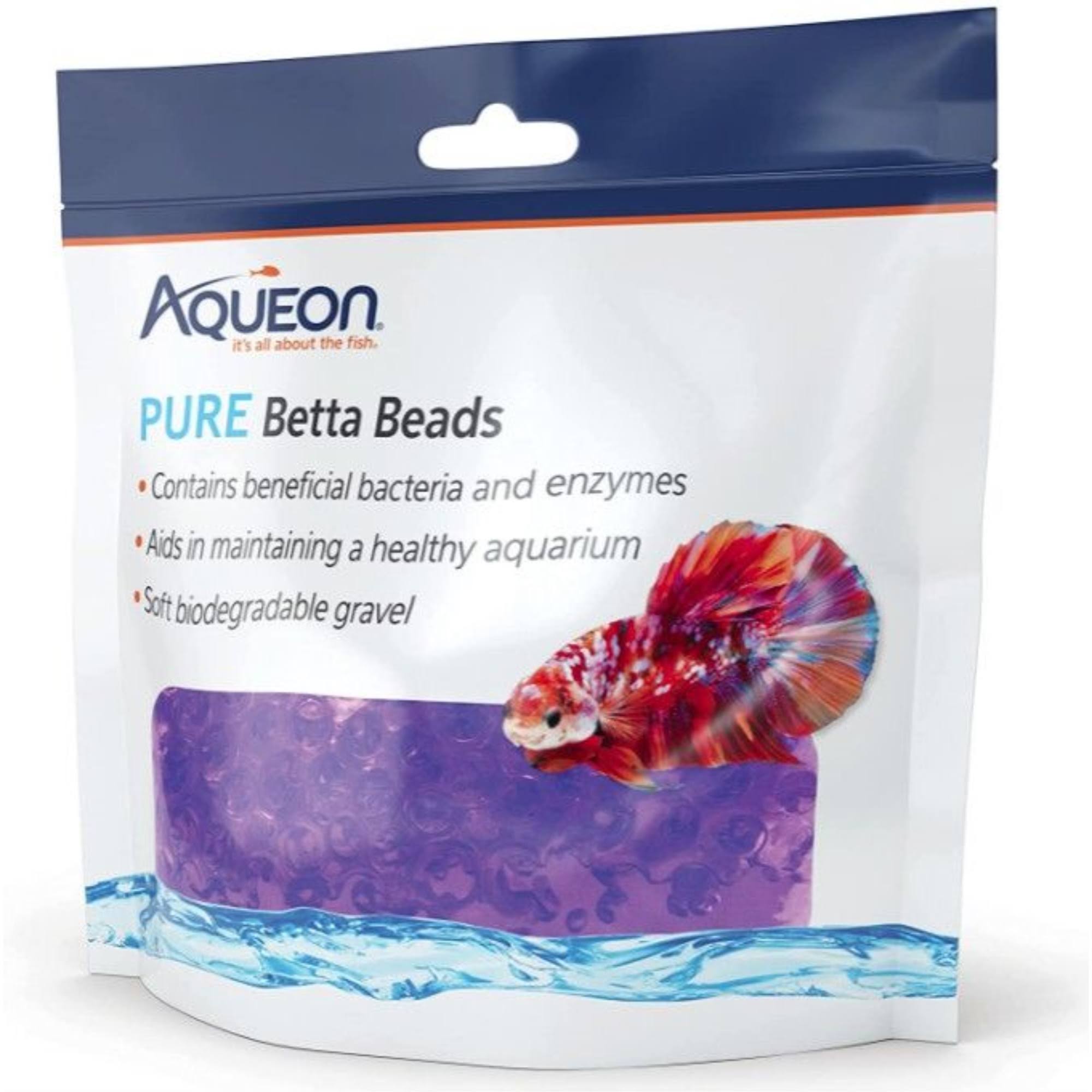 Aqueon Pure Betta Beads Purple, 8.8 oz One Pouch, Purple