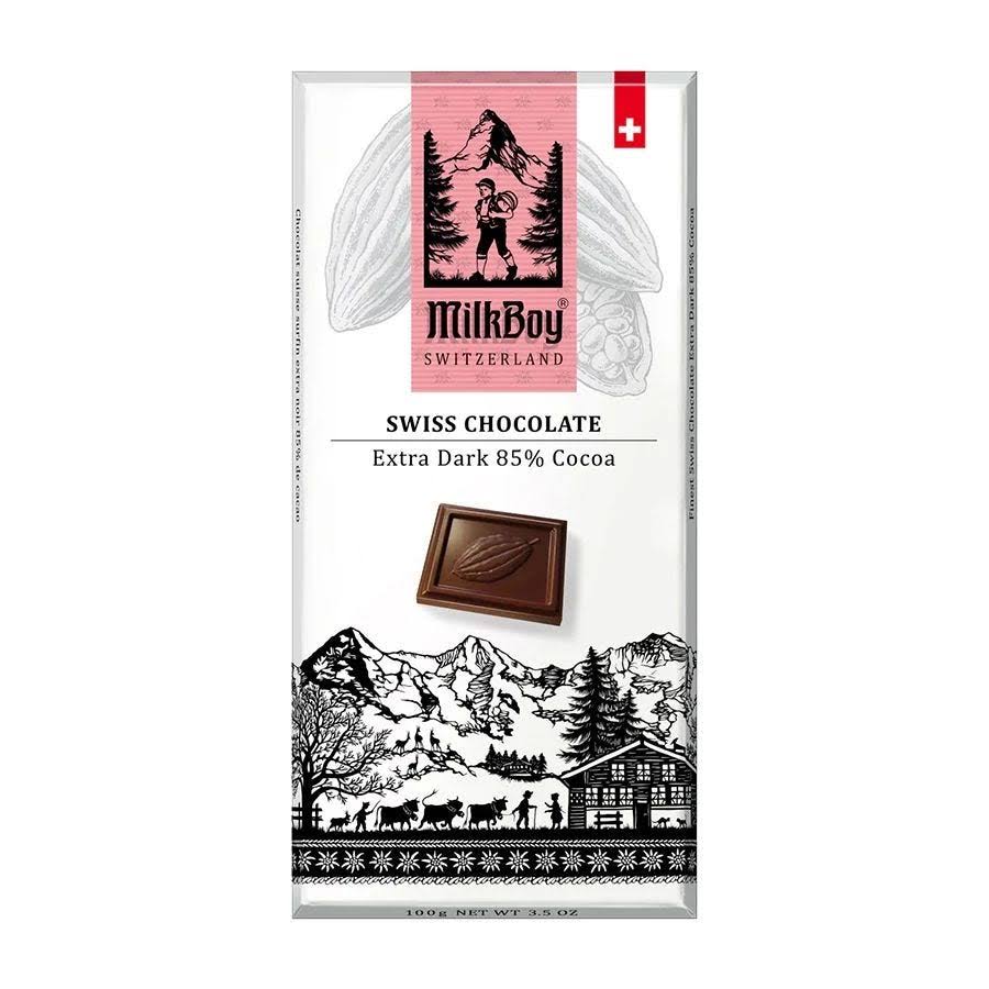 Milkboy Swiss Extra Dark Chocolate 85% Cocoa Bar, 3.5 oz