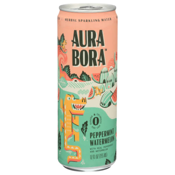 Aura Bora Sparkling Water, Peppermint Watermelon - 12 fl oz