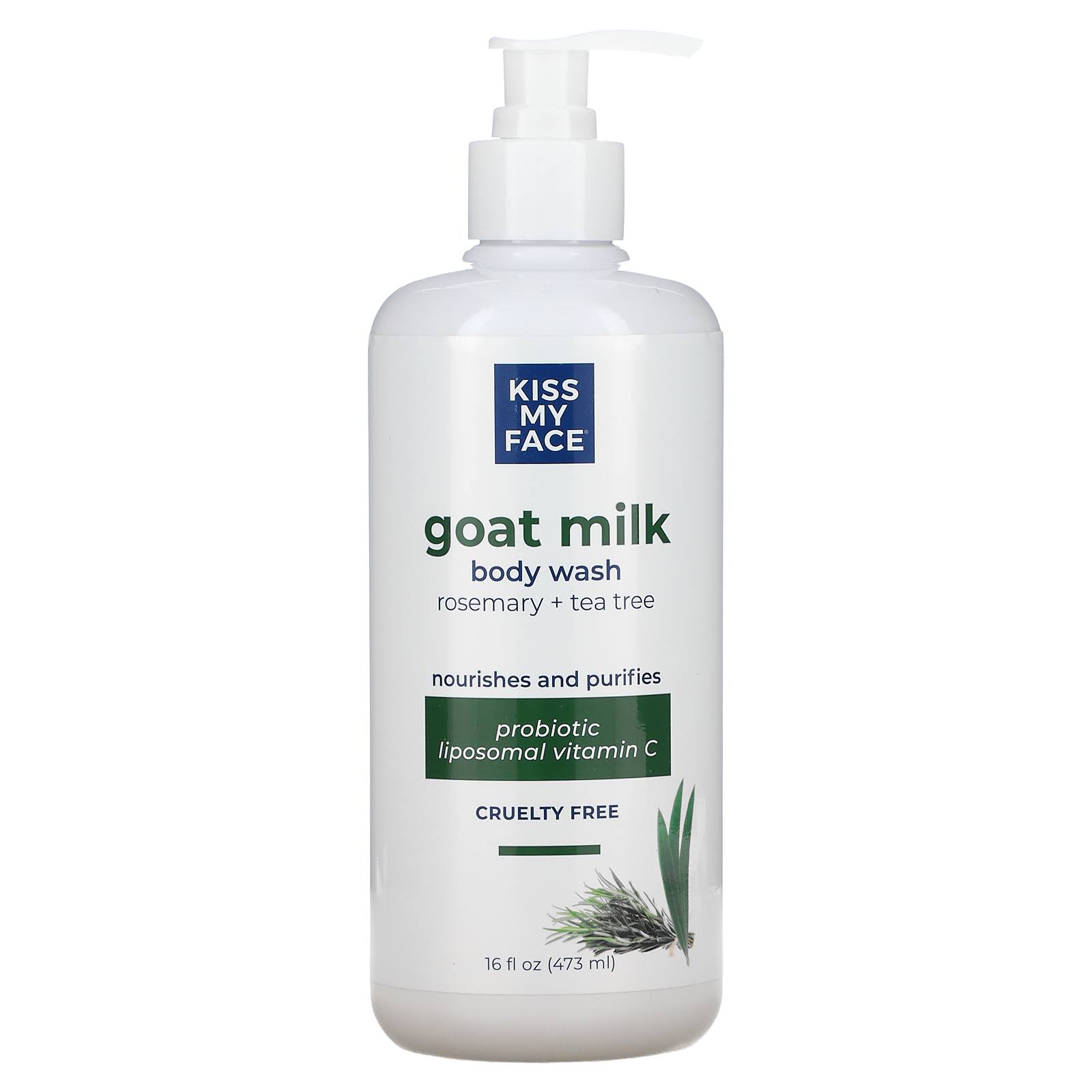 Kiss My Face Goat Milk Body Wash - Rosemary Tea Tree - 16 fl oz (473 ml)