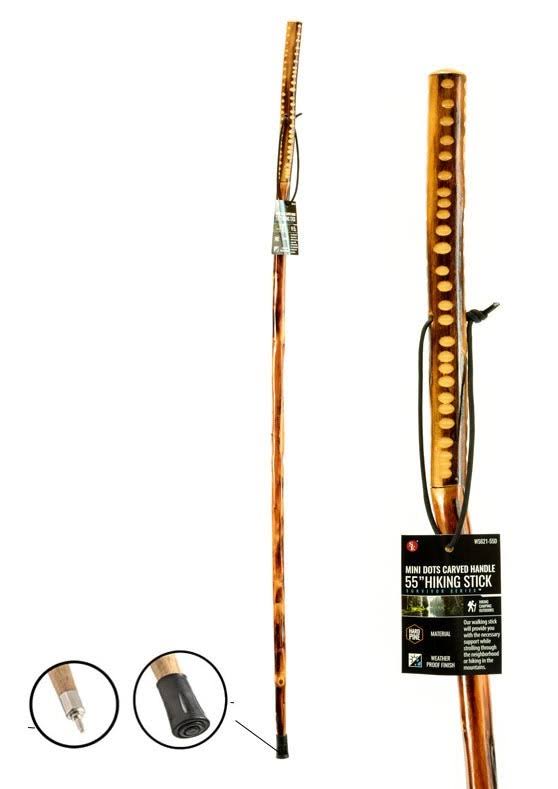 Walking Hiking Hike Stick Cane Staff 55" Pine Wood with Paracord Wrapped Handle 