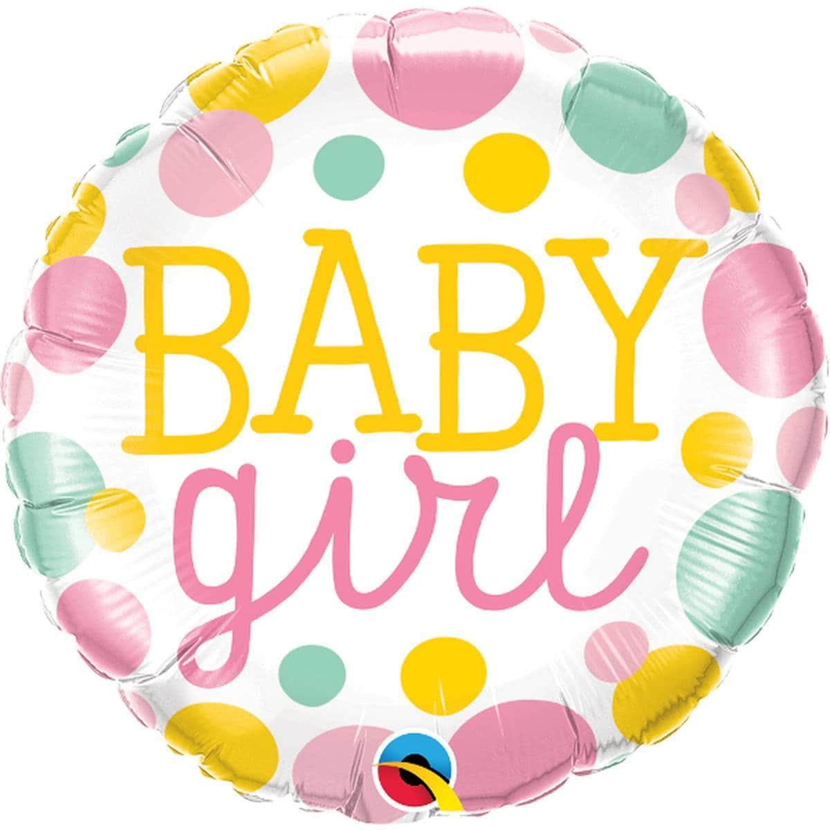 18 Inch Baby Girl Dots Foil Balloon