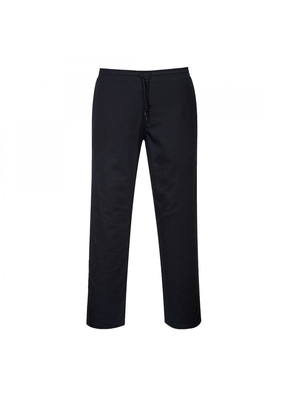 PORTWEST C070 black drawstring chefs elasticated trousers size XXS-4XL R/T leg