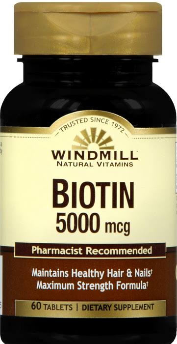 Windmill Biotin - 5000 mcg, 60 tablets