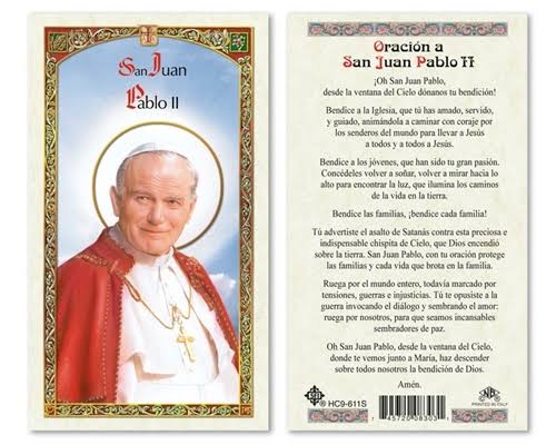 San Juan Pablo II Laminated Prayer Card-Single from San Francis Imports | Discount Catholic Products