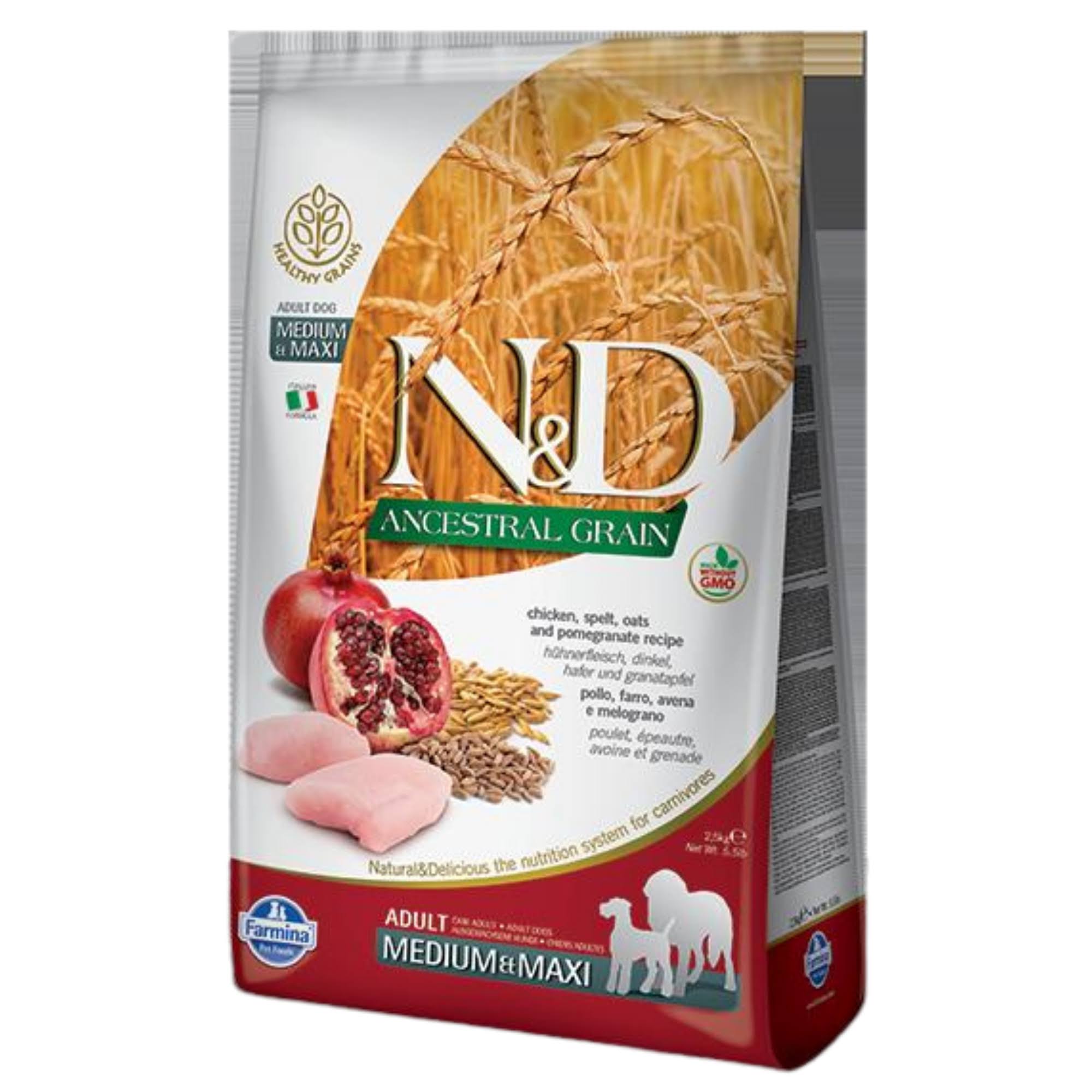Farmina N&D Ancestral Grain Chicken & Pomegranate Medium & Maxi Adult Dog Food, 5.5 lbs