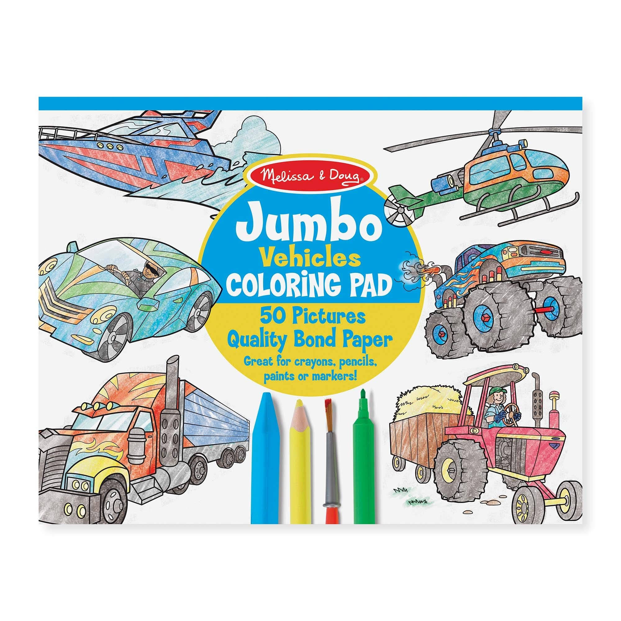 Melissa And Doug Jumbo Vehicles Colouring Pad