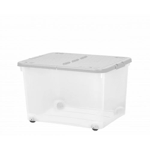 Wham Storage Single - 44 Litre Box with Wheels and Folding Lid Clear/C