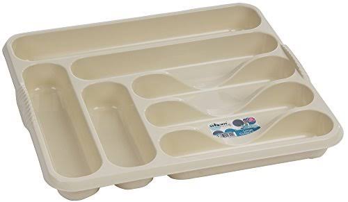 High Grade 7 Compartment Plastic Cutlery Tray - Cream