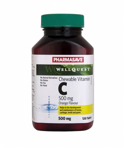 PHARMASAVE WELLQUEST VITAMIN C CHEWABLE 500MG ORANGE TABLETS 120S